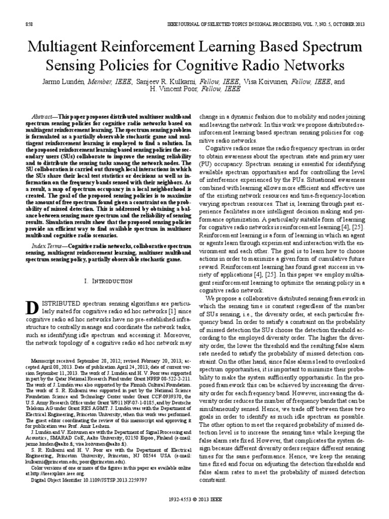 Cooperative Spectrum Sensing Princeton | PDF | Cognitive Radio | Markov ...