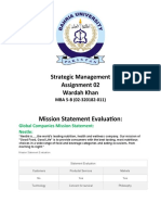 Strategic Management Assignment 02 Wardah Khan: Mission Statement Evaluation