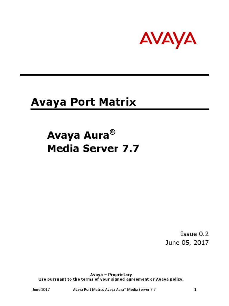 Avaya Port Matrix: Avaya Aura Media Server 7.7 | PDF | Port (Computer ...