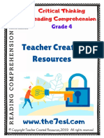 Critical Thinking - Reading Comprehension-Grade 4 PDF