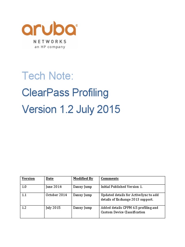 ClearPass Profiling TechNote V1.2 PDF PDF Network Switch Computer