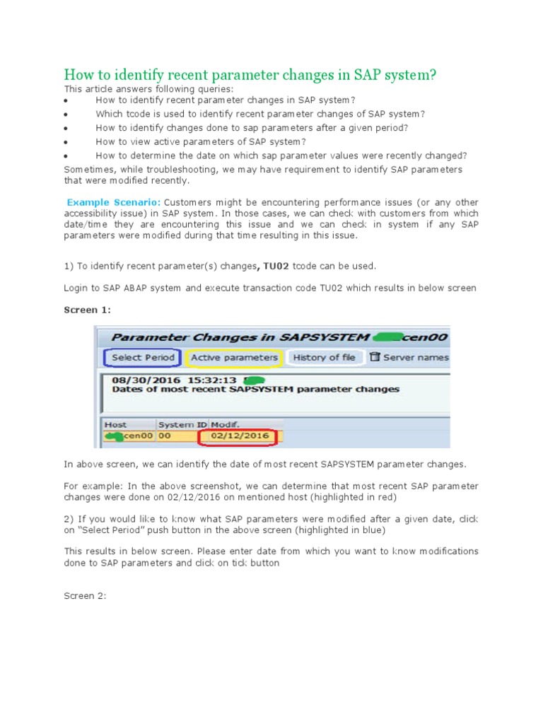 Recent SAP Parameter Change Guide | PDF | Technology & Engineering
