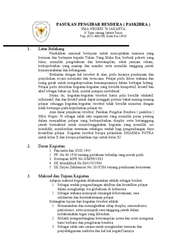 Latar Belakang Proposal Paskibra