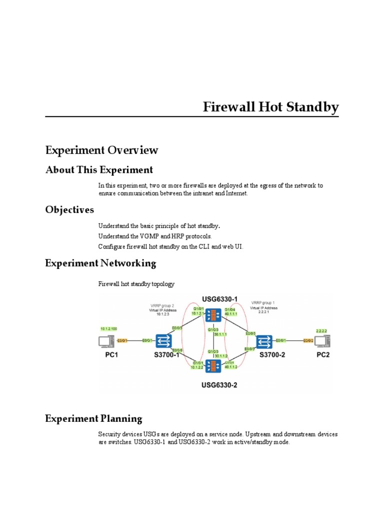 Lab - Firewall Hot Standby | PDF | Firewall (Computing) | Computer Network