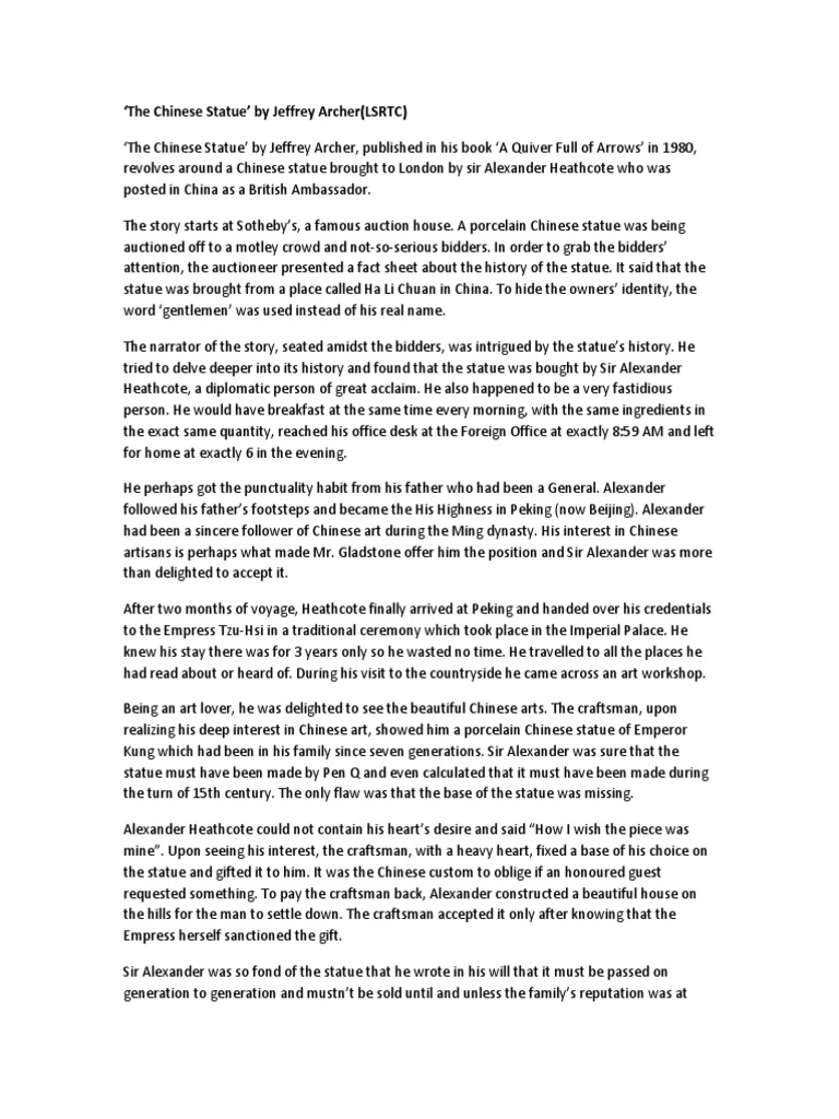 The Chinese Statue' by Jeffrey Archer (LSRTC) PDF