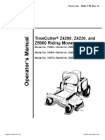 Timecutter Z4200, Z4220, and Z5000 Riding Mowers: Form No. 3361-179 Rev A