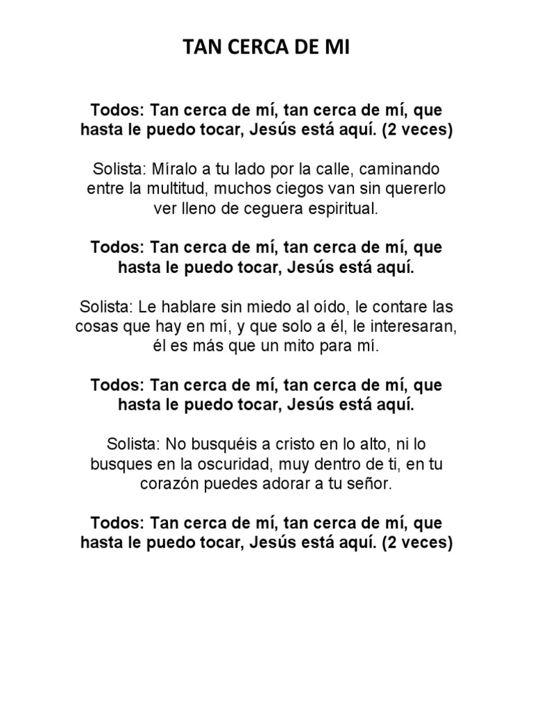 Tan Cerca De Mi PDF