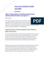 Clinical Experience and Reflection Health Education Essay Paper