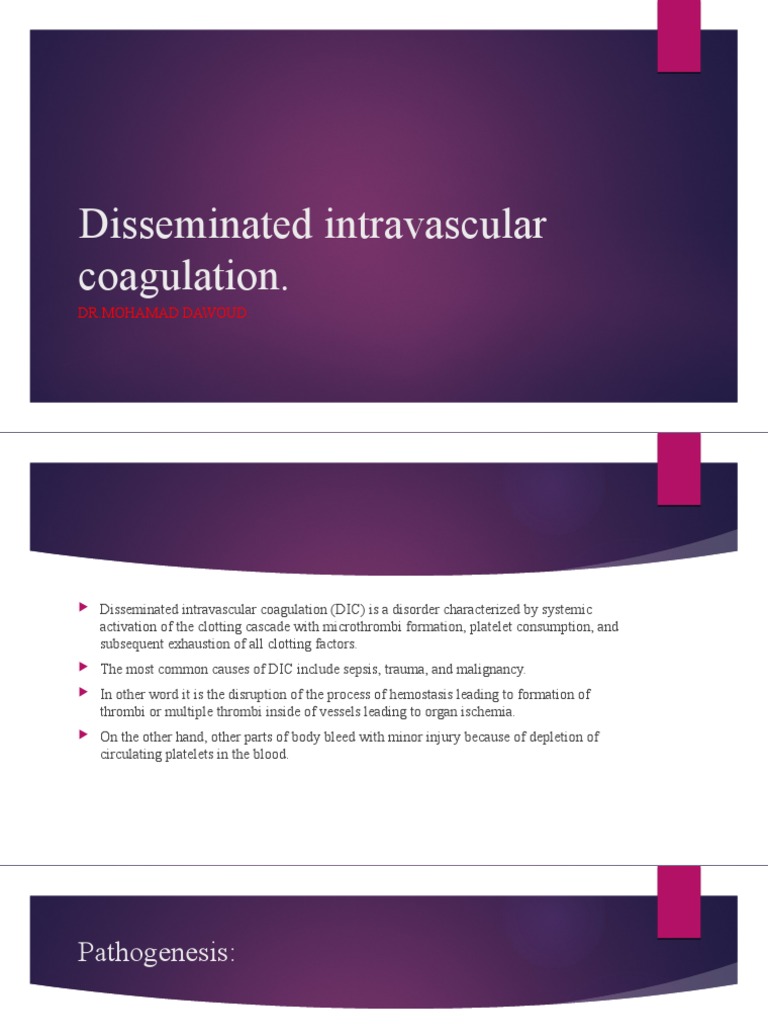 Disseminated Intravascular Coagulation Clotting Cascade