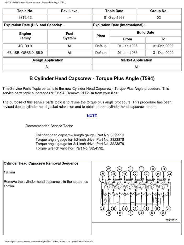 B Series Head Torque Data PDF | PDF