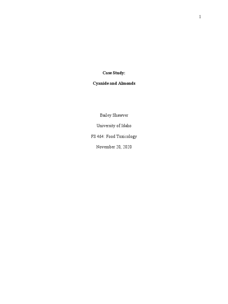 Case Study Cyanide and Almonds PDF Almond Cyanide