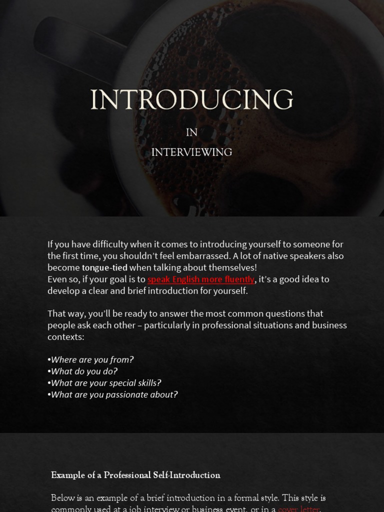 Mastering Self-Introductions in Interviews | PDF | English Language ...