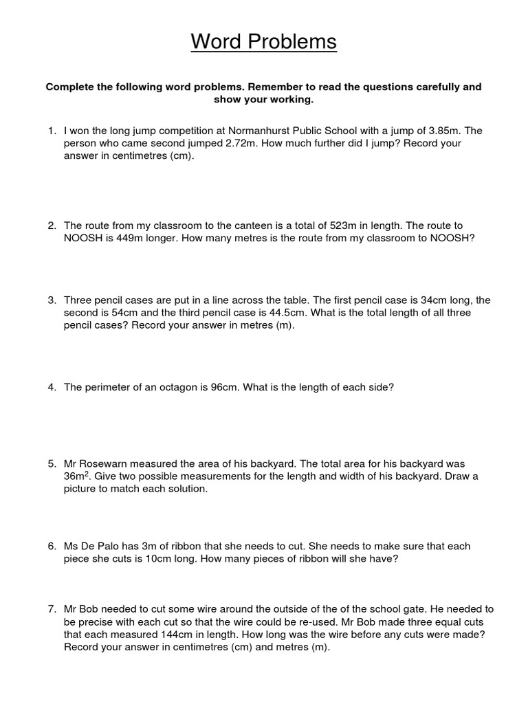 Math Word Problems and Solutions | PDF