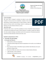 Clinical Chemistry I, Syllabus PDF