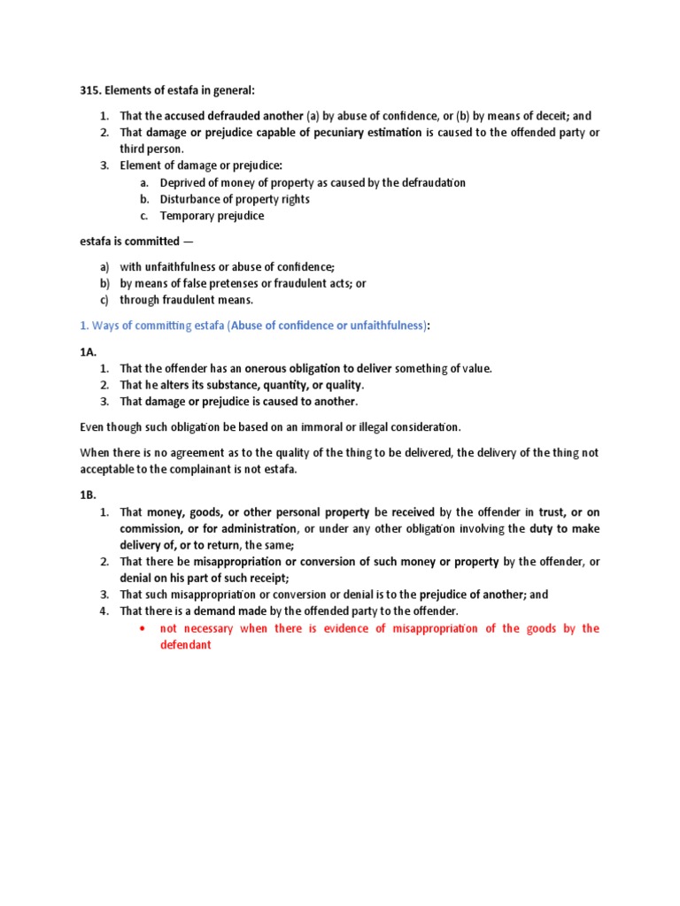 Elements of Estafa in General Download Free PDF Fraud