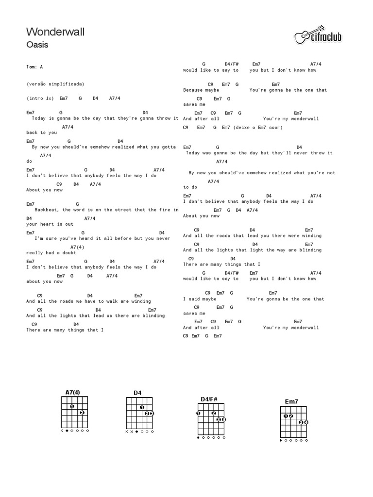Oasis - Wonderwall - Cifra Club | PDF