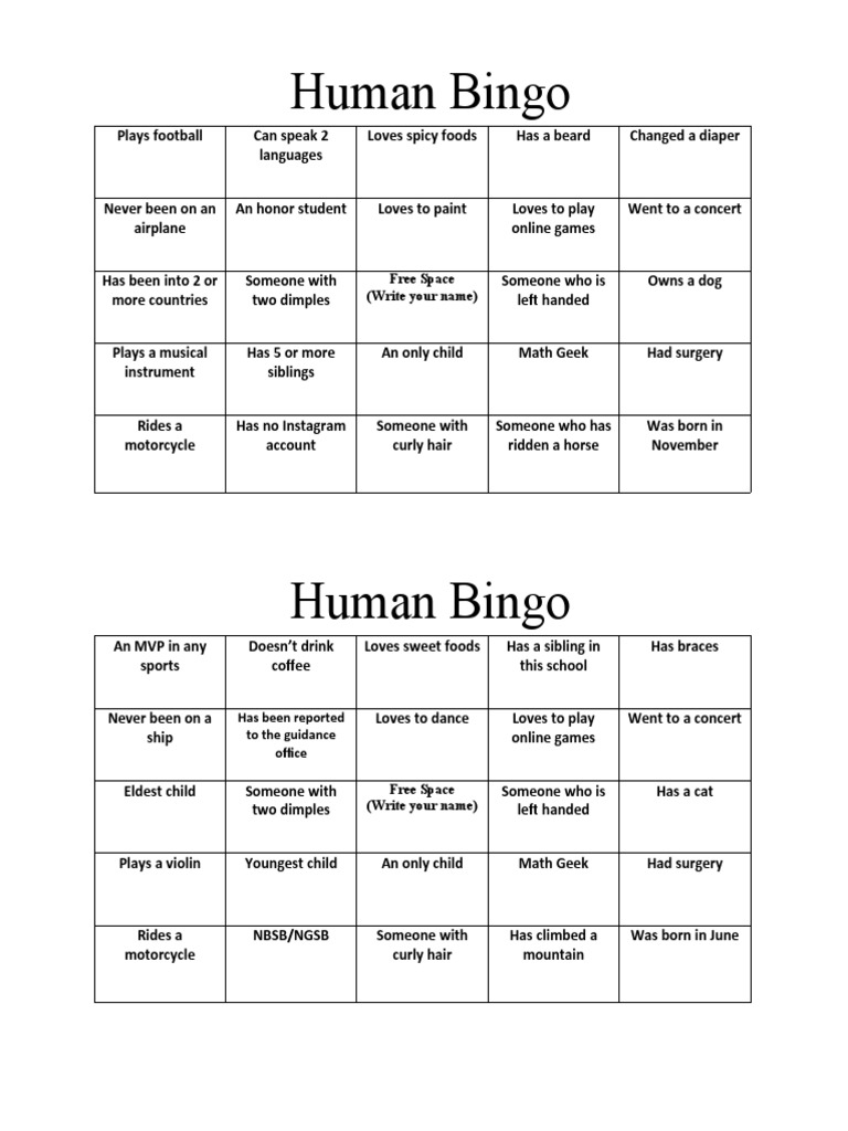 Human Bingo PDF