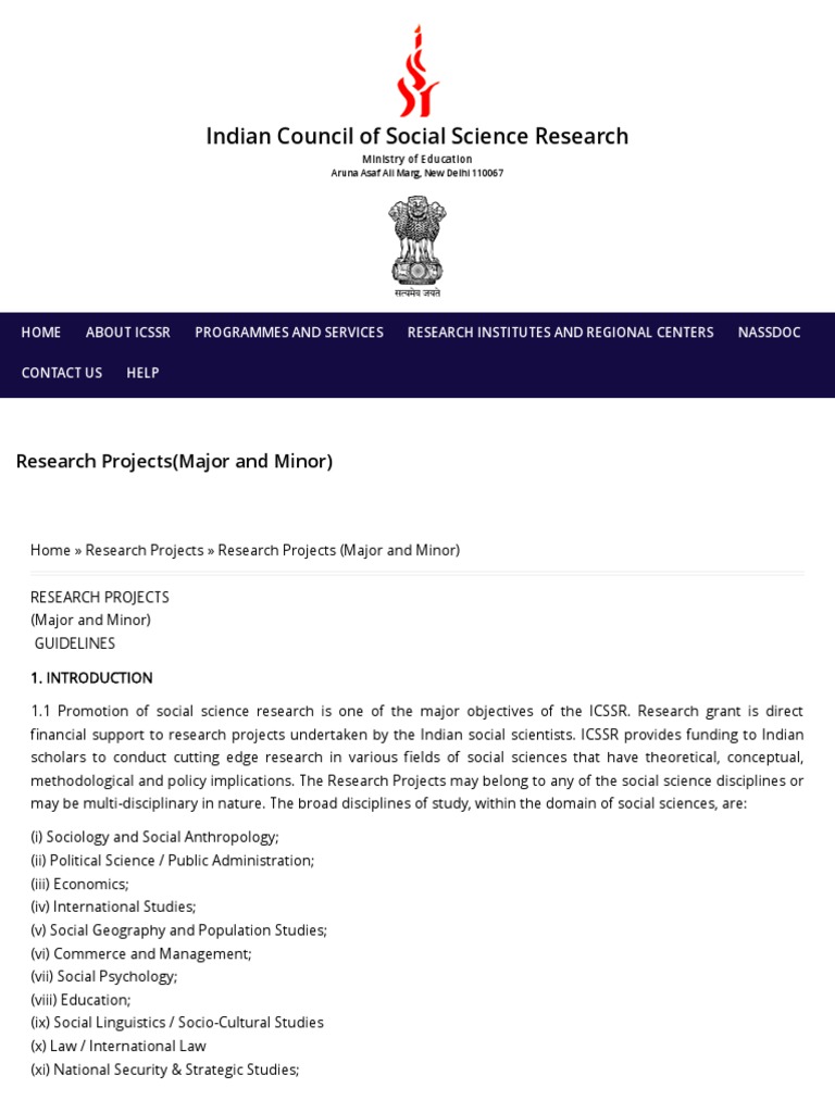 research-projects-major-and-minor-indian-council-of-social-science