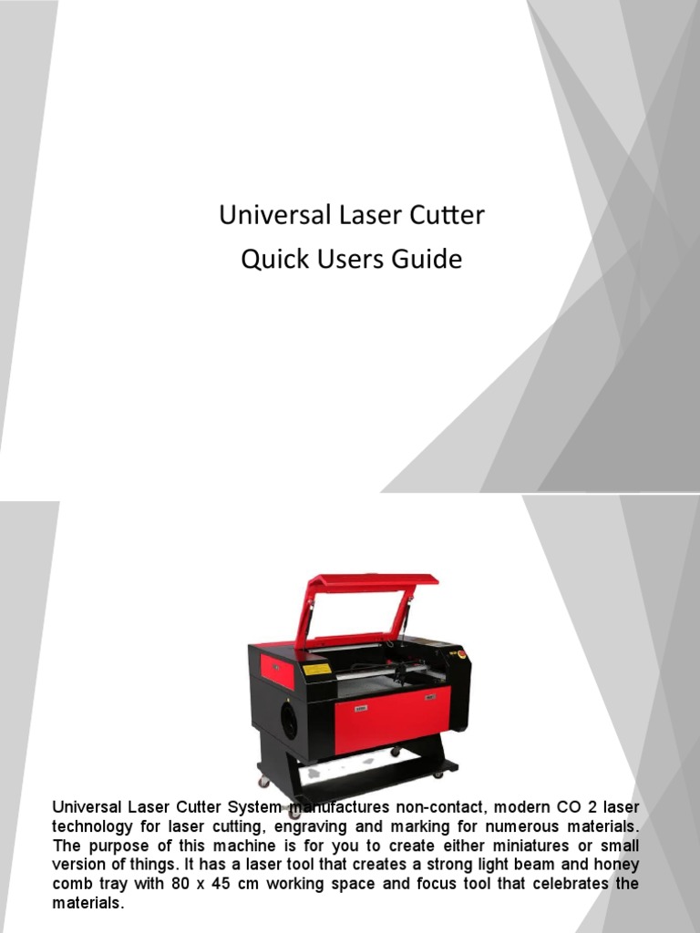 Universal Laser Cutter Quick Start Guide | PDF | 3 D Printing | Engraving