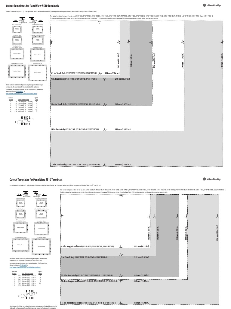 Cutout Templates For Panelview 5510 Terminals: 6.5-In. Touch Only 184 ...
