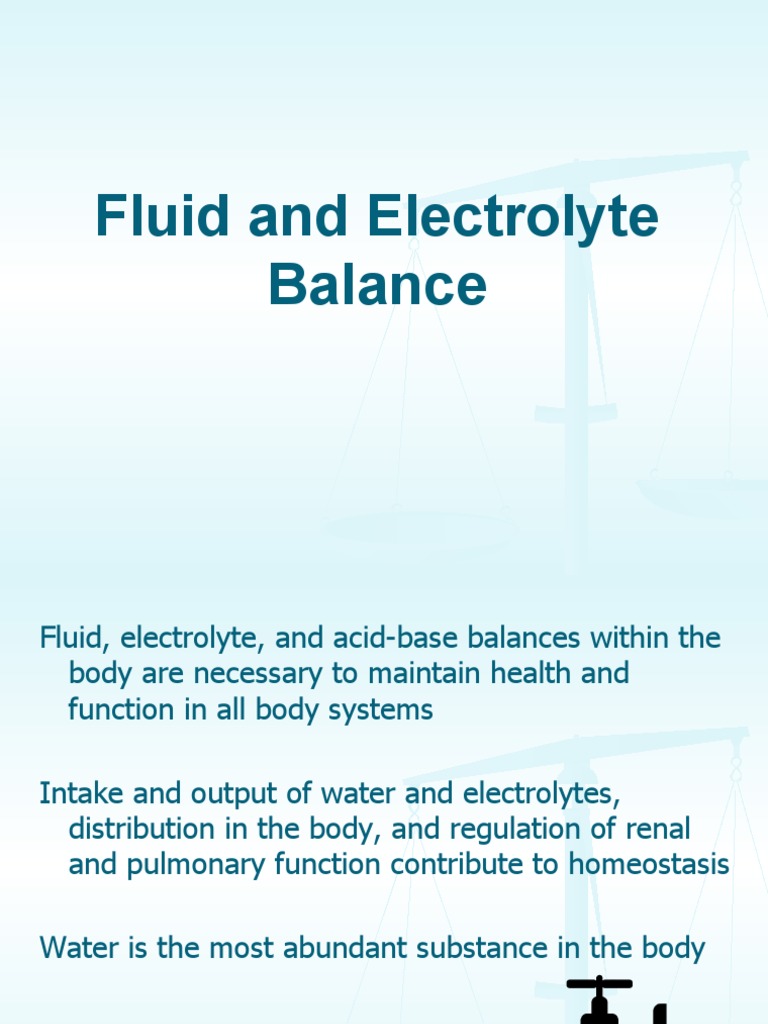 Fluid and Electrolyte Balance Overview | PDF | Electrolyte | Chloride