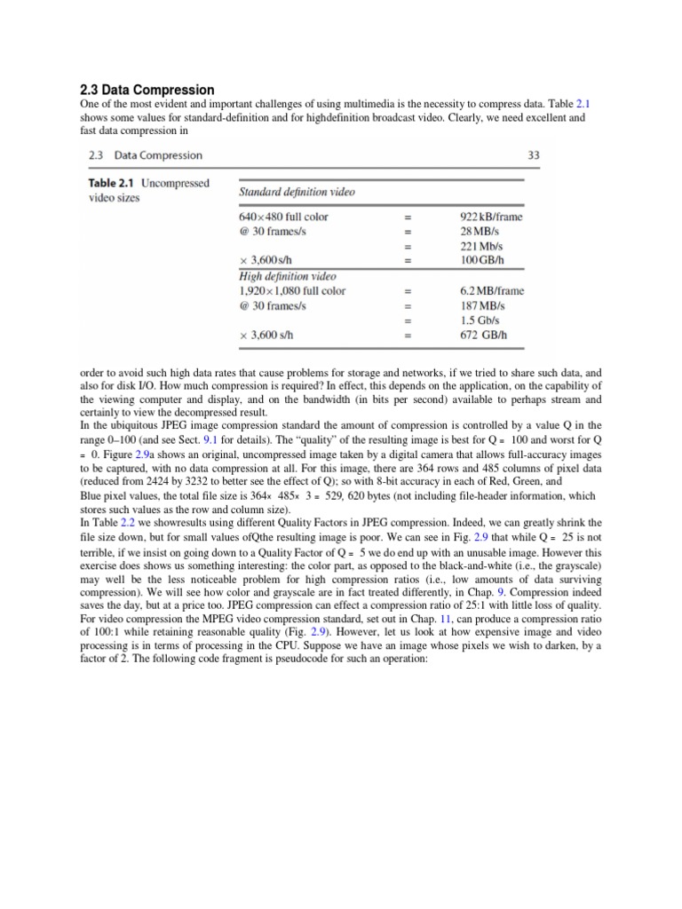 2.3 Data Compression | PDF | Data Compression | Bit Rate