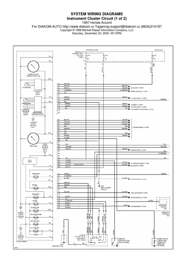 System Wiring Diagrams Instrument Cluster Circuit (1 of 2) | PDF