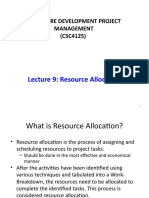 Lecture 9: Resource Allocation: Software Development Project Management (CSC4125)