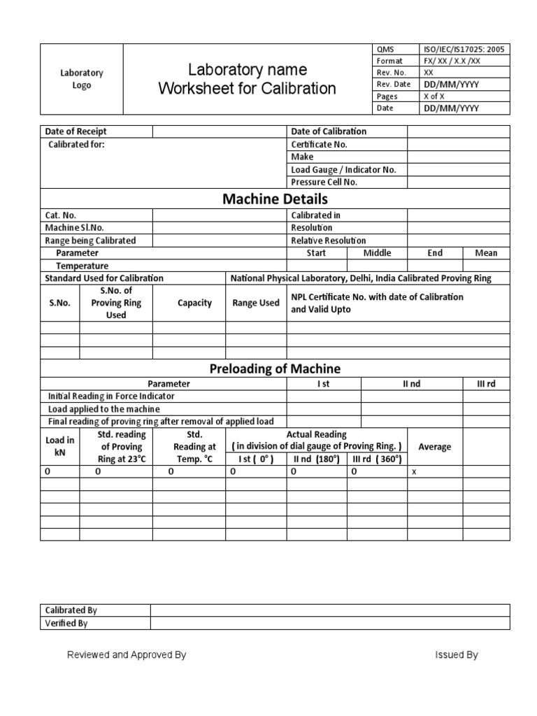 CTM Calibration Worksheet Template | PDF | Calibration | Scientific ...