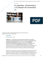 Advertencias y Evidencias Sobre El Consumo de Ivermectina Contra El Covid-19. Argentina