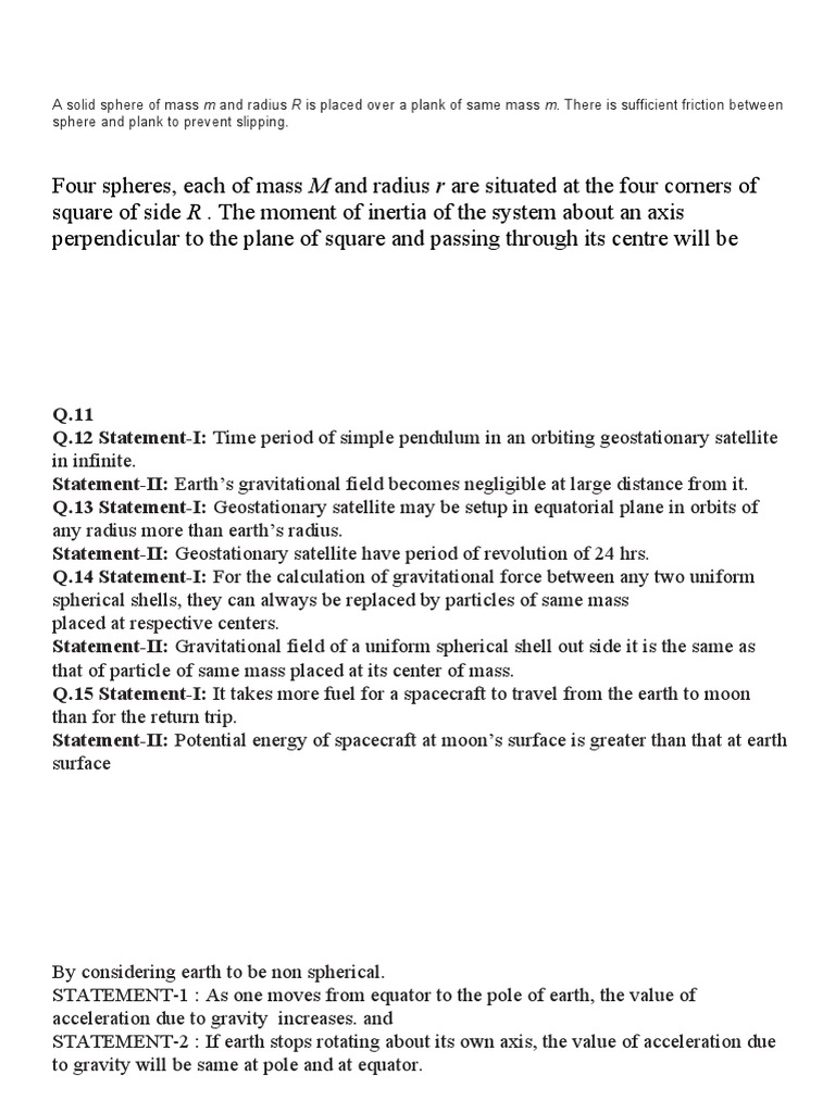 Physics Concepts: Spheres, Gravity, and Forces | PDF | Sphere | Gravity