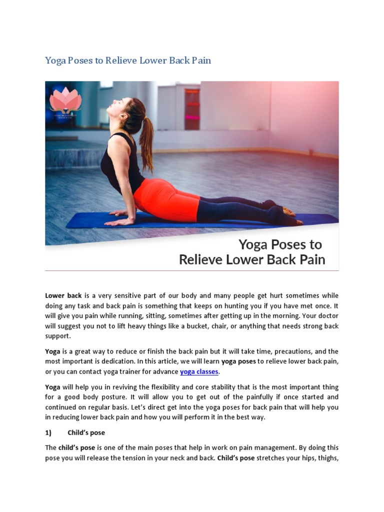 Yoga Poses To Relieve Lower Back Pain | PDF | Asana | Shoulder