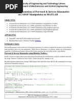 LAB 11: Implementation of Forward & Inverse Kinematics On 3 DOF Manipulator in MATLAB