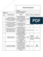 Weekly Working Report: Sr. # Task Description Details Section Status Attachments