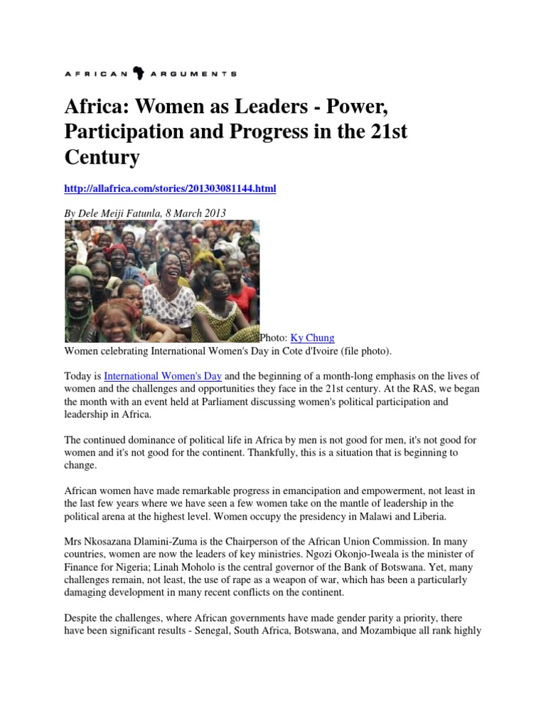Africa: Women As Leaders - Power, Participation and Progress in The ...