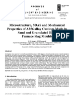 Microstructure, SDAS and Mechanical Properties of A356 Alloy Castings Made in Sand and Granulated Blast Furnace Slag Moulds