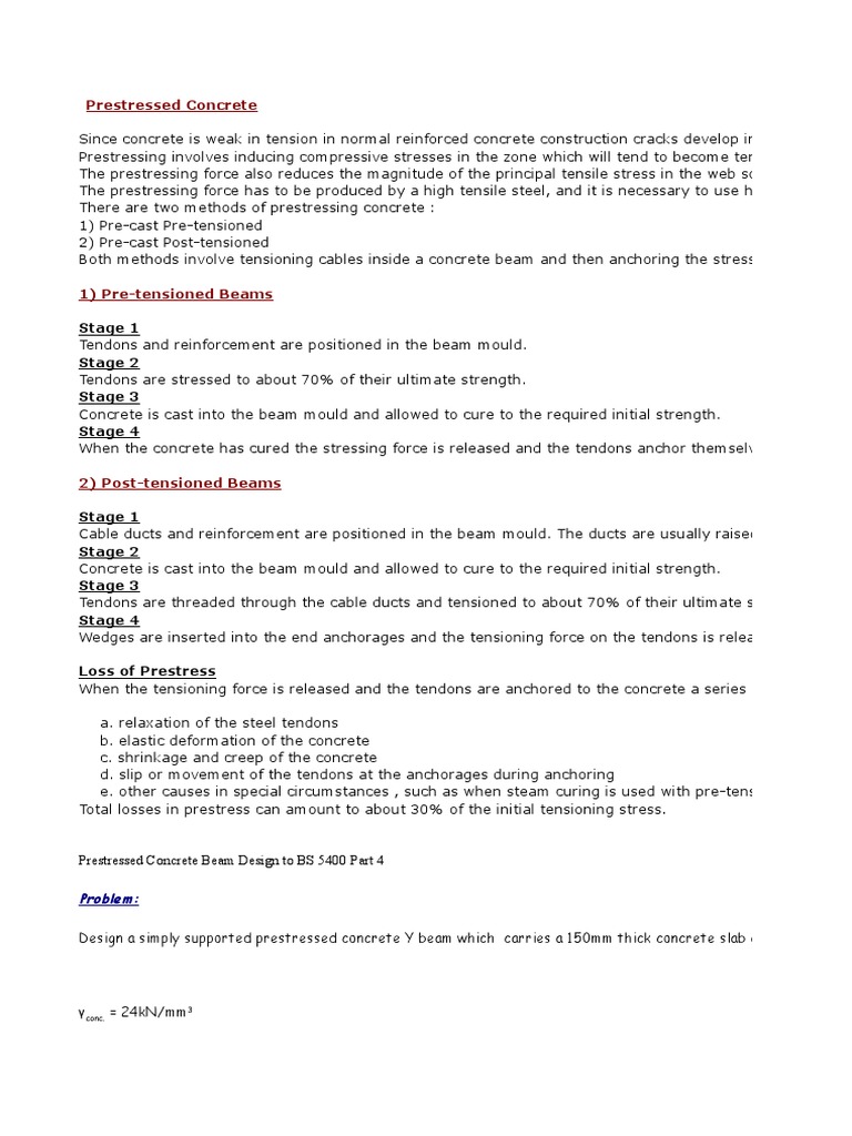 PSC Bridge Girder Design To bs5400 by D Childs | PDF | Prestressed ...