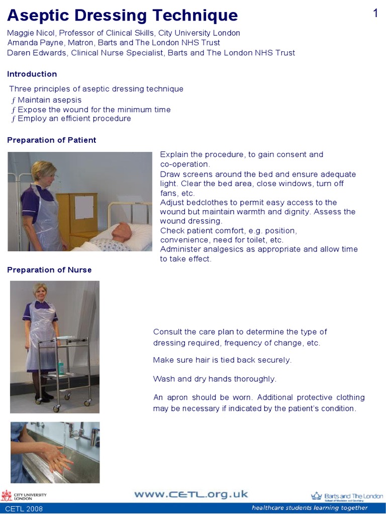 Aseptic Wound Dressing Procedure PDF Wound Nursing