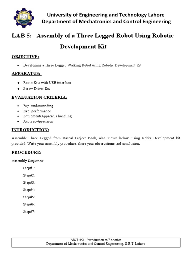 Three Legged Robot Assembly Guide | PDF | Technology & Engineering