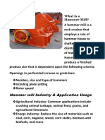 Number, Size and Type of Hammers Grinding Plate Setting Rotor Speed