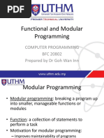 Functional and Modular Programming: Computer Programming BFC 20802 Prepared by DR Goh Wan Inn