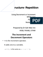 Control Structure-Repetition: Using Decrement or Increment