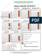 Saturday Classes Calender