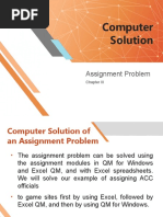 Chapter III - Computer Solution Assignment Problem