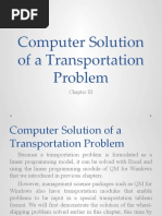 Chapter III - Computer Solution Transportation Problem