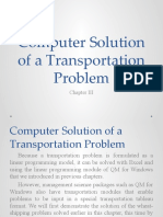 Chapter III - Computer Solution Transportation Problem