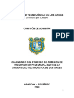 Calendario Admisión y Otros 2020-I Virtual-Universidad Tecnológica de Los Andes