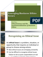 Ethical Issues and The Institutionalization of Business Ethics