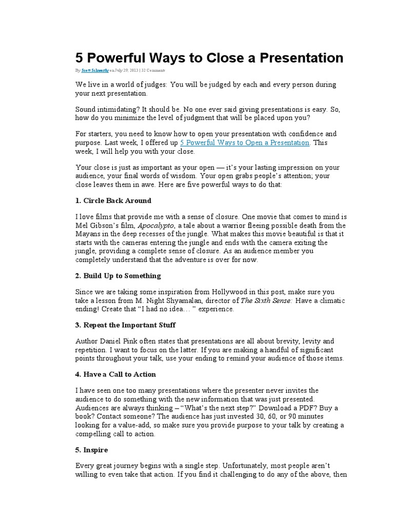 5 Powerful Ways To Close A Presentation | PDF | Social Science | Self ...