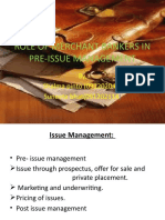 ROLE OF MERCHANT BANKERS IN PRE-ISSUE MANAGEMENT